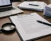Supplier due-diligence checklist with documents and magnifier